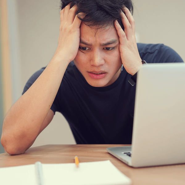 Student with ADHD struggling to concentrate